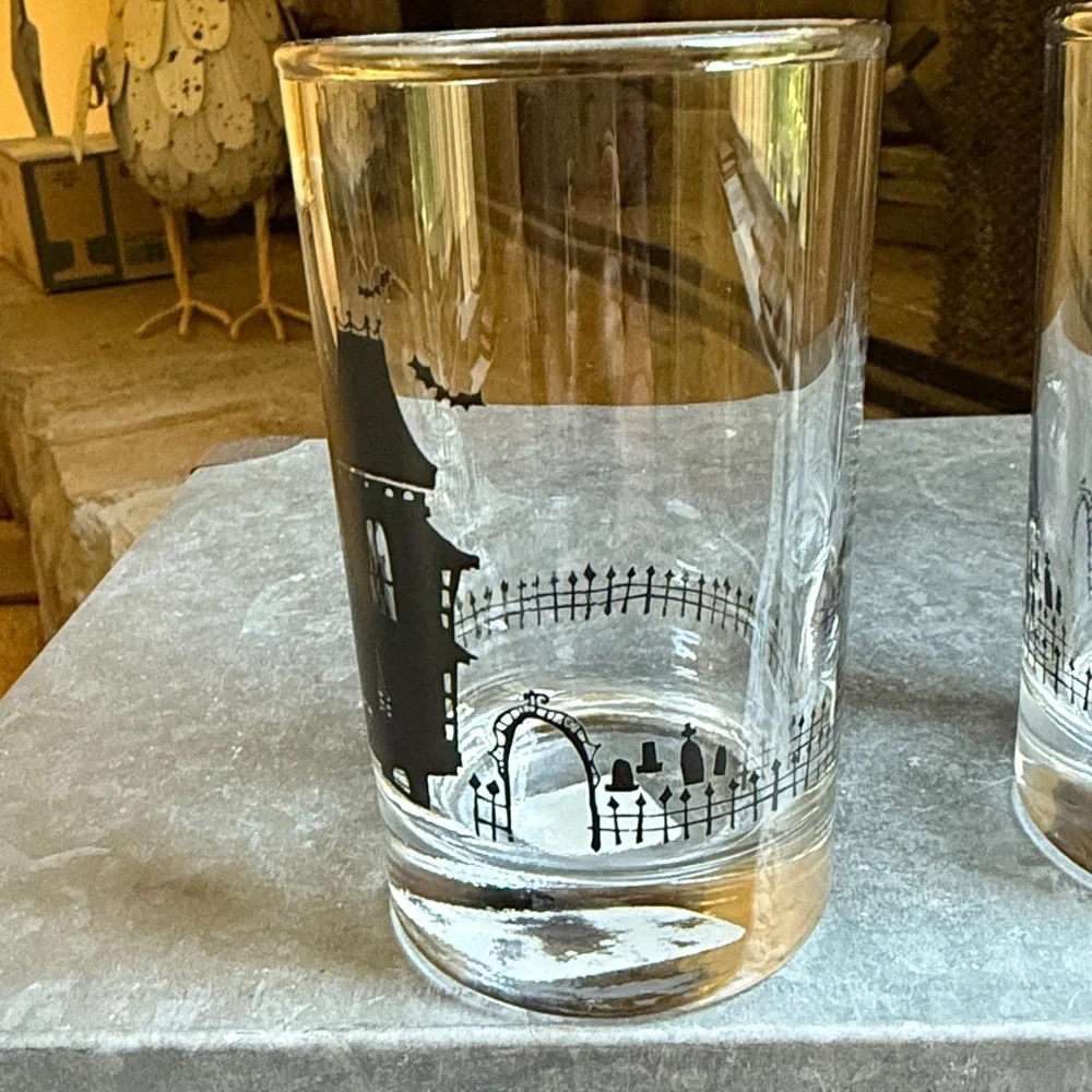 NWT! Crate & Barrel “Haunted House” Tumblers (set of 2)